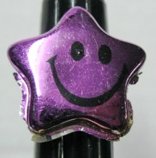 39/1439-STPU Smile Face Ring - Purple Star
